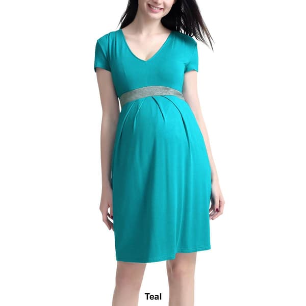 Womens Glow &amp; Grow® Contrast Pleated A-Line Maternity Dress