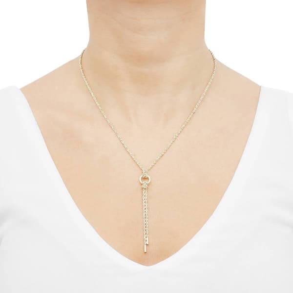 Gold Classics&#8482; Circle & Bar Lariat Rope Chain Necklace