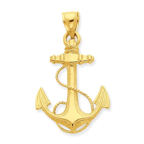 Gold Classics&#40;tm&#41; 14k. 2-D Anchor & Rope Pendant - image 