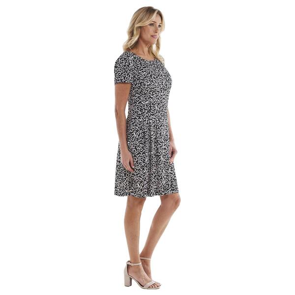 Womens Connected Apparel Short Sleeve Print ITY Dress w/Pockets