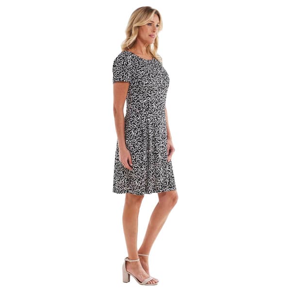 Womens Connected Apparel Short Sleeve Print ITY Dress w/Pockets