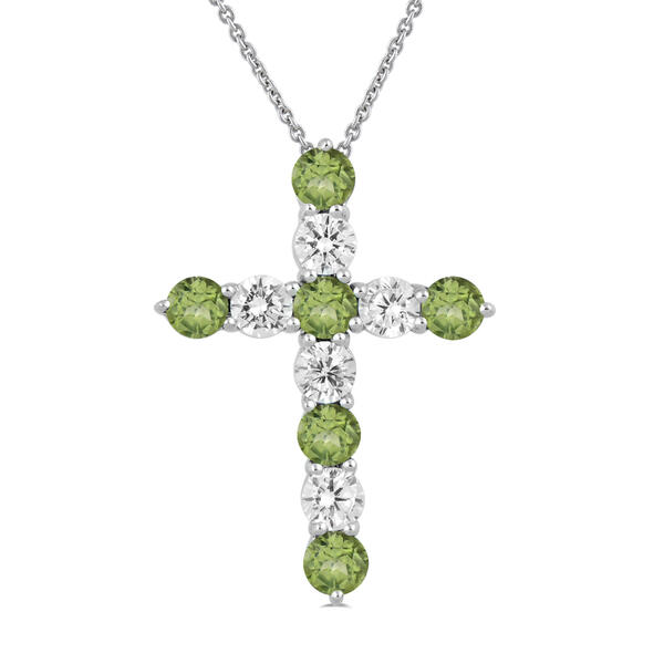 Gemstone Classics&#40;tm&#41; Peridot & Created Sapphire Cross Pendant - image 