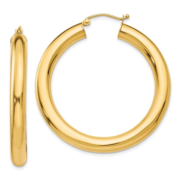Gold Classics(tm) 14kt. Gold Polished 5mm Tube Hoop Earrings - image 