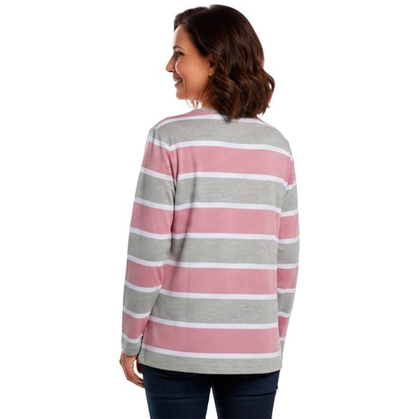 Petite Hasting & Smith Long Sleeve Rugby Stripe V Neck Tee