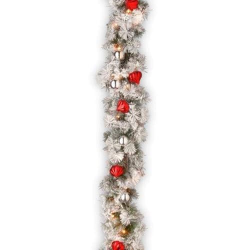 National Tree 9ft. Snow Bristle Pine Garland - image 