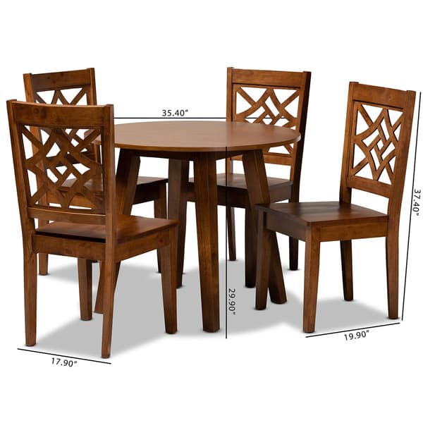 Baxton Studio Rava Walnut Brown Finished Wood 5pc. Dining Set