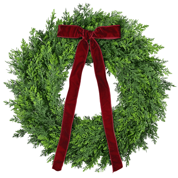 Puleo International 24in. Soft PE Spruce Wreath w/ Red Velvet Bow - image 
