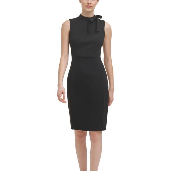 Womens Calvin Klein Sleevless Crepe Tie Neck Dress