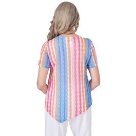 Petite Alfred Dunner Paradise Island Texture Spliced Stripe Top