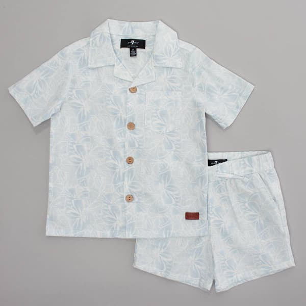 Toddler Boy 7 For All Mankind&#40;R&#41; Tropical Linen Top & Shorts Set