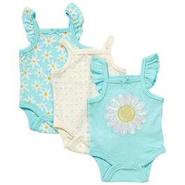 Baby Girl &#40;NB-9M&#41; Sterling Baby 3pk. Floral Ruffle Tank Bodysuits