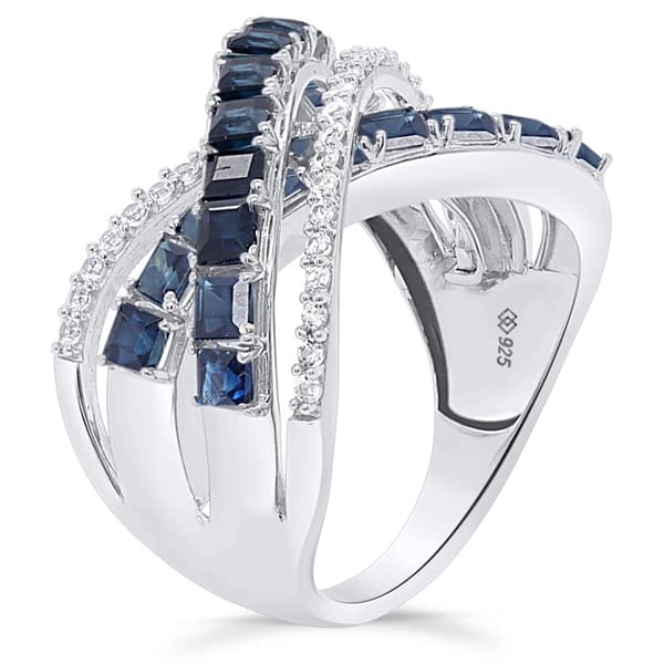 Gemstone Classics™ Blue Sapphire with White Zircon Crossover Ring