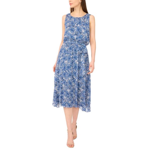 Womens MSK Sleeveless Chiffon Blouson Tie Waist Midi