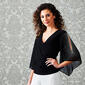 Womens MSK Chiffon Pearl Trim Cold Shoulder Elbow Sleeve Blouse - image 1