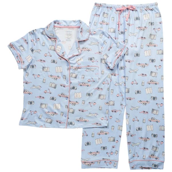 Womens Jaclyn Short Sleeve Bibi Travel Pajama Set - image 