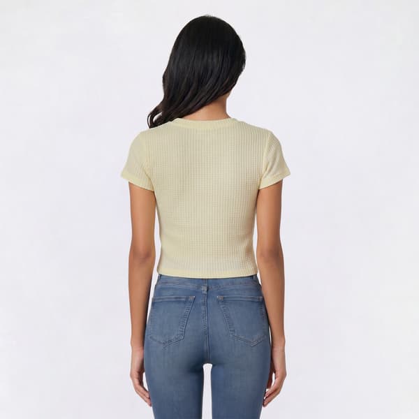 Juniors Wallflower Brushed Waffle Double Tie Front Top