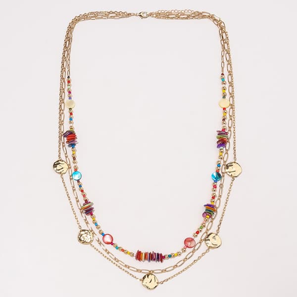 Ashley Cooper(tm) 3 Row Shell Chip Layered Long Necklace - image 