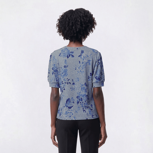 Womens Emily Daniels Elbow Sleeve Floral Shoulder Button Blouse