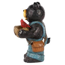 Hi-Line Gift Bear Holding Bird Bath Garden Statue