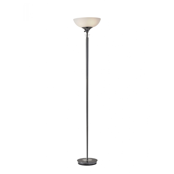 HomeRoots 72in. Black & White Lamp with White Glass Shade