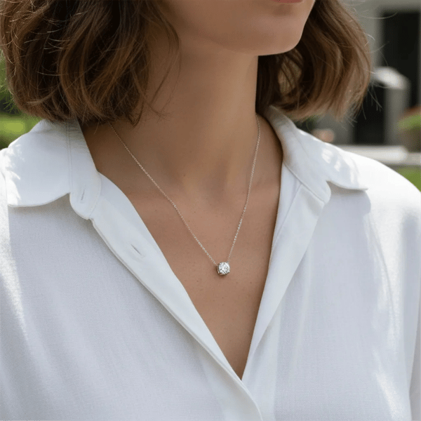 Saffron 1ctw. Moissanite Diamond Basket Pendant Necklace