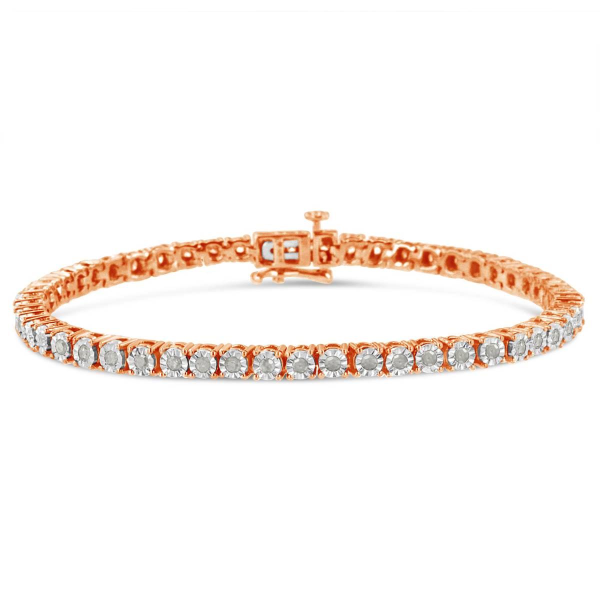 Haus of Brilliance Rose Gold over Silver Tennis Bracelet