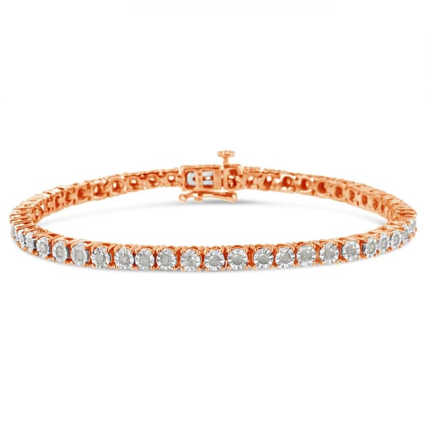 Haus of Brilliance Rose Gold over Silver Tennis Bracelet - image 
