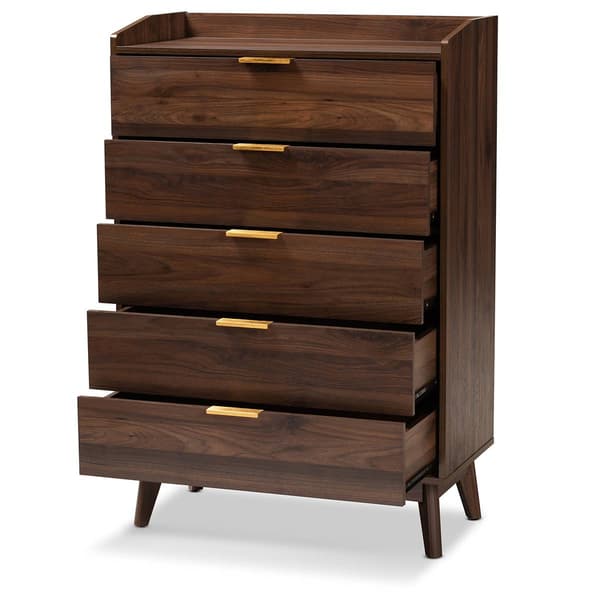 Baxton Studio Lena 5 Drawer Wooden Chest