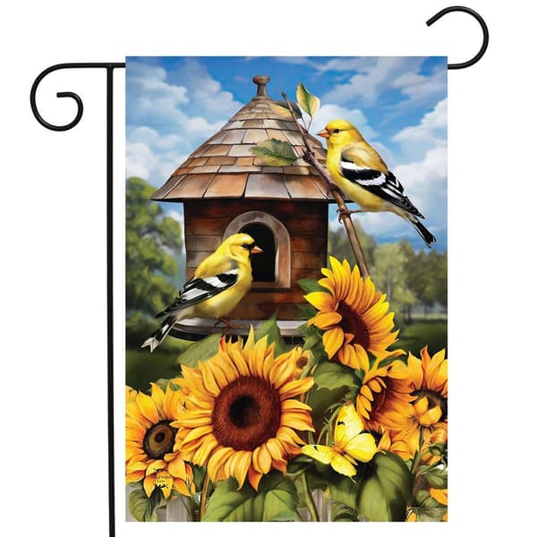 Briarwood Lane Goldfinches & Sunflowers Garden Flag - image 