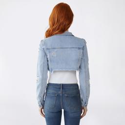 Juniors Madden Girl Destructed Cropped Denim Jacket