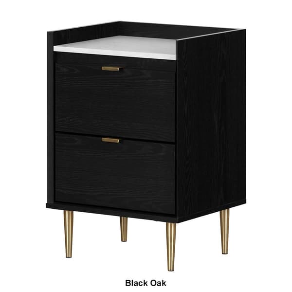 South Shore Hype 2-Drawer Nightstand w/Faux Carrara Marble