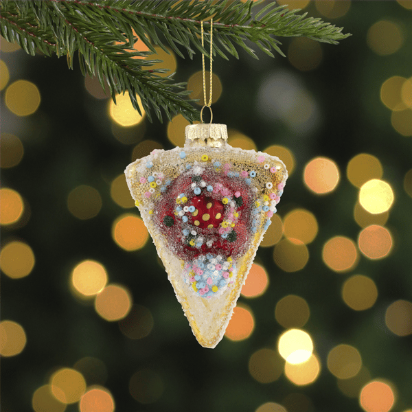Northlight Double Layer Slice of Cake Glass Christmas Ornament