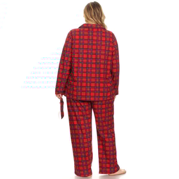 Plus Size White Mark 3pc. Red Plaid Pajama Set