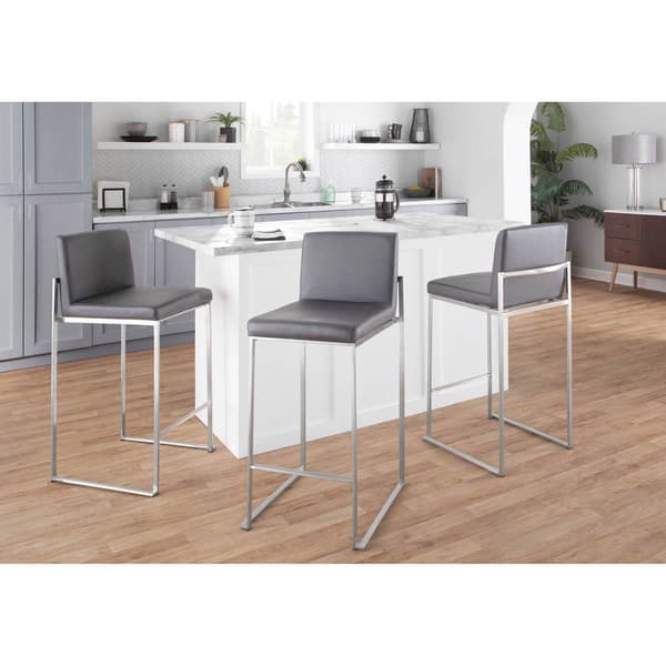 LumiSource Fuji Contemporary High Back Counter Stools - Set of 2