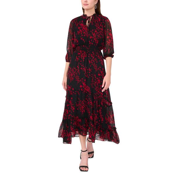 Womens MSK Long Sleeve Tie Neck Chiffon Maxi Dress - image 