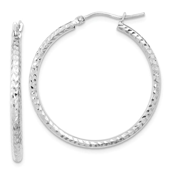 Gold Classics(tm) 10kt. White Gold Cut 31mm Round Tube Hoop Earring - image 