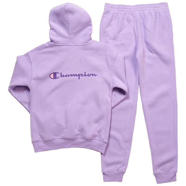 Girls(7-16) Champion® Front & Back Logo Hoodie w/ Joggers Set