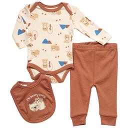 Baby Boy (NB-9M) baby views(R) 3pc. Cozy Bear Bodysuit Set W/Bib