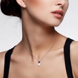 Gemstone Classics™ Freshwater Pearl & Blue Sapphire Pendant