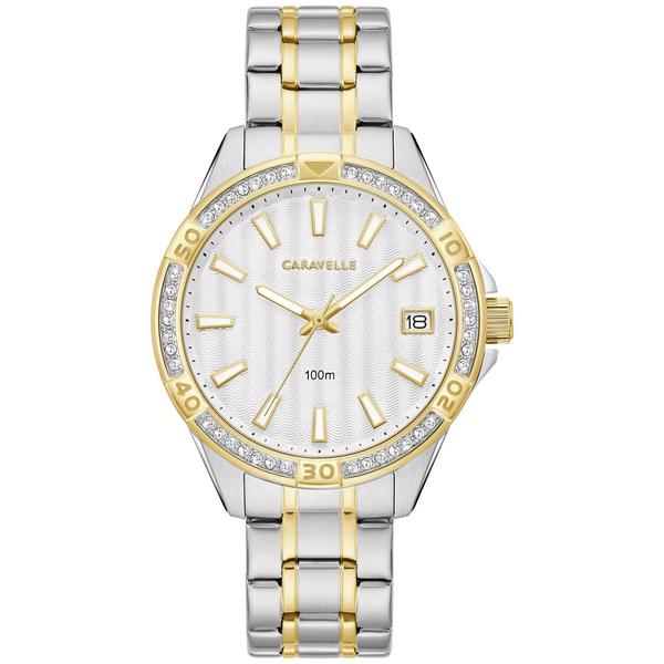 Womens Caravelle Two-Tone Crystal Bezel Bracelet Watch - 45M120 - image 