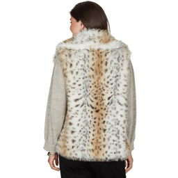 Womens Ruby Rd. Mythical Snow Leopard Faux Fur Vest