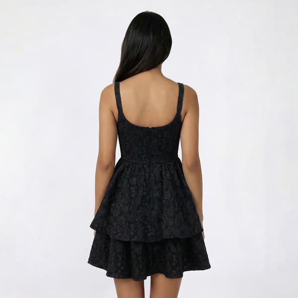 Juniors Trixxi Embossed Floral Corset Double Tier Skater Dress