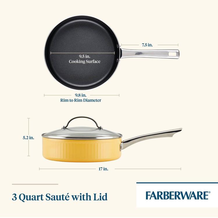 Farberware Style 3qt. Nonstick Cookware Sauté Pan w/ Lid