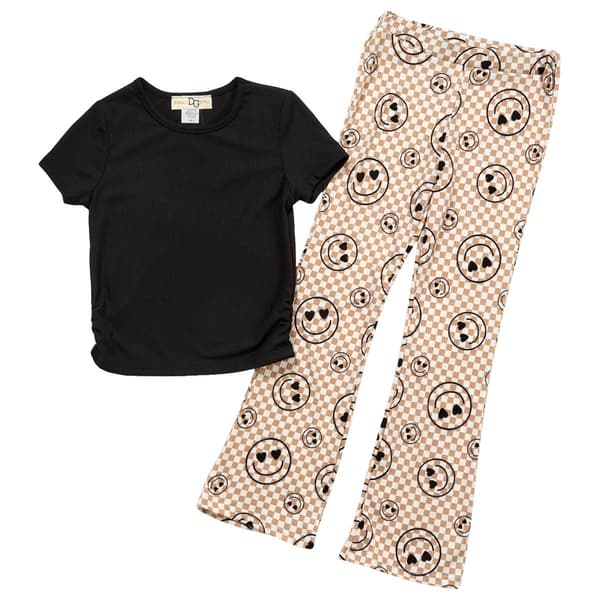 Girls &#40;7-12&#41; Dream Girl 2pc. Face Print Flare Leg Set - image 
