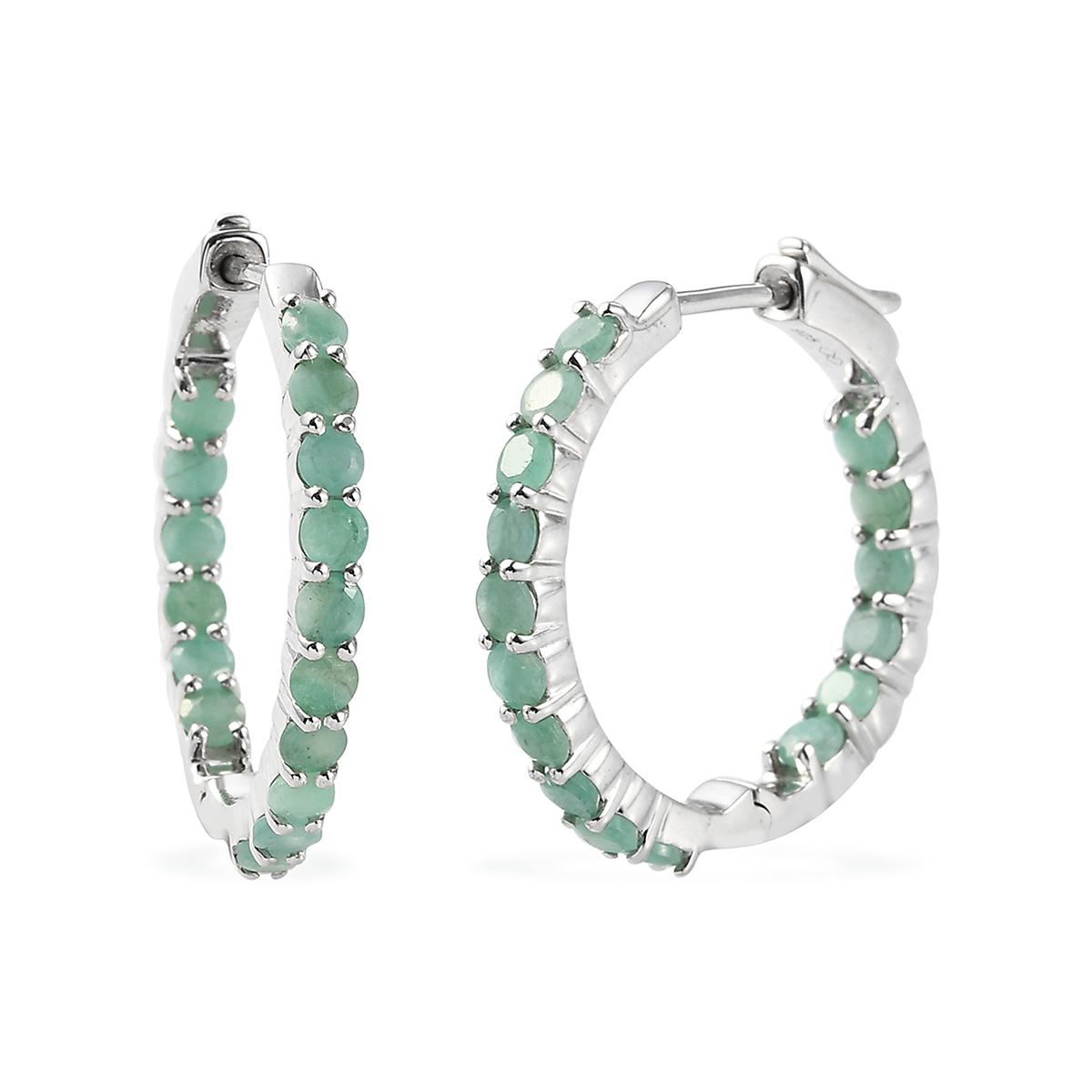 Gemstone Classics™ Round Emerald Inside-Out Hoop Earrings