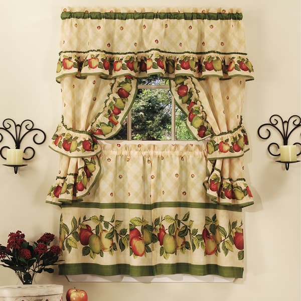 Achim Apple Orchard Cottage Kitchen Curtain Set - image 