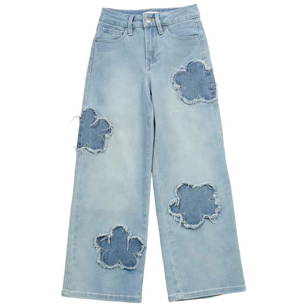 Girls (7-14) YMI Wide Leg Star Patch Jean - image 