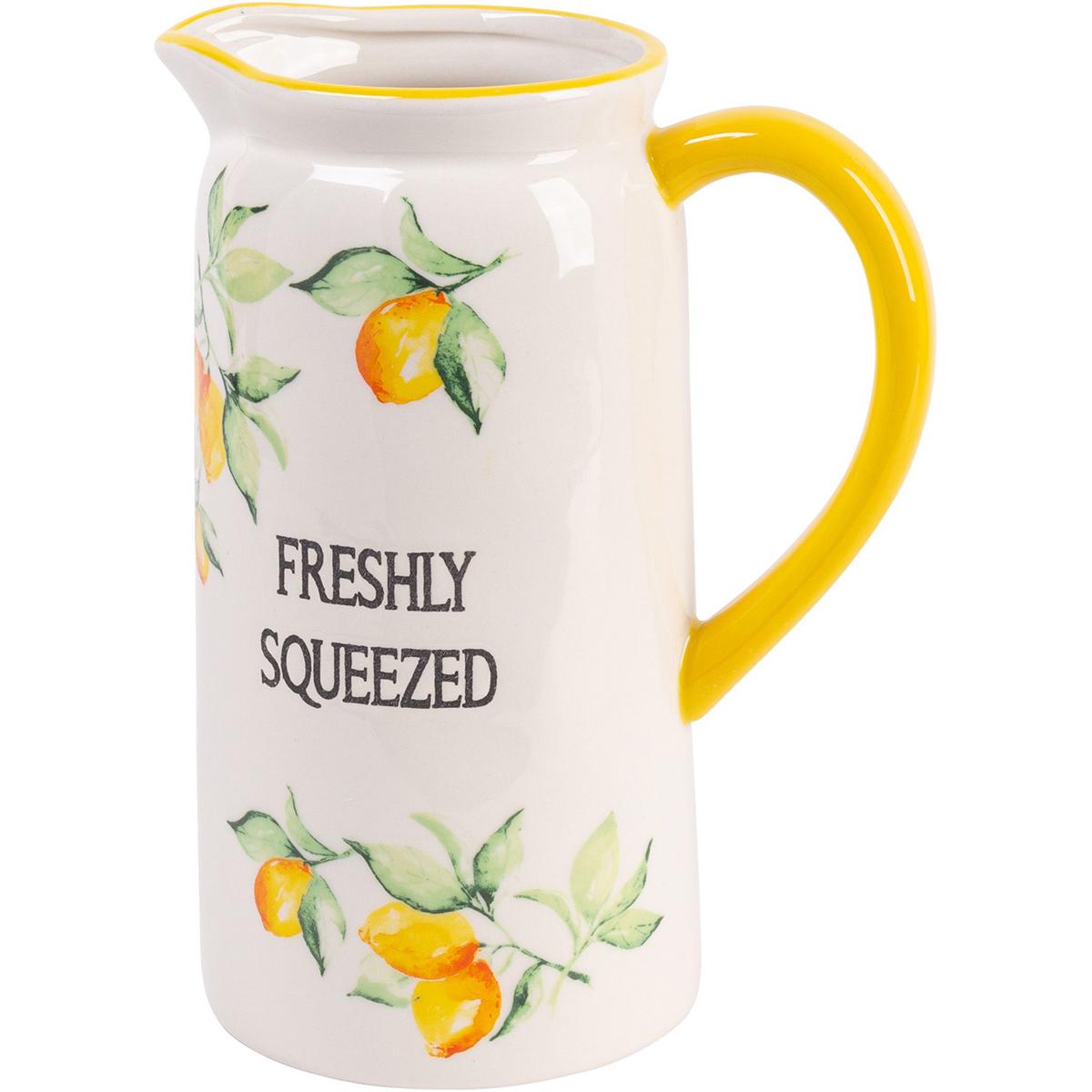 Home Essentials 52oz. Lemon Garden Organic Shape Pitcher