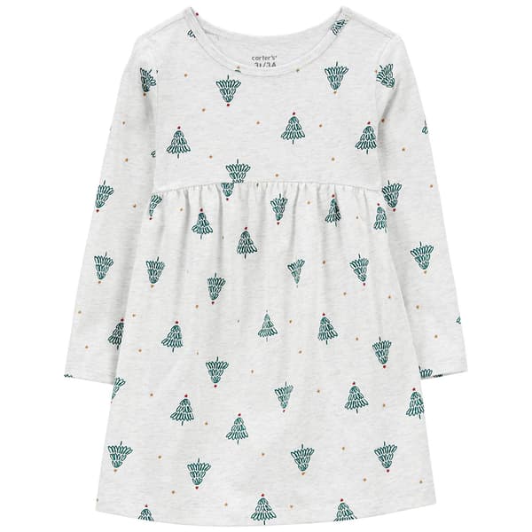 Toddler Girl Carters&#40;R&#41; Christmas Tree Long Sleeve Dress