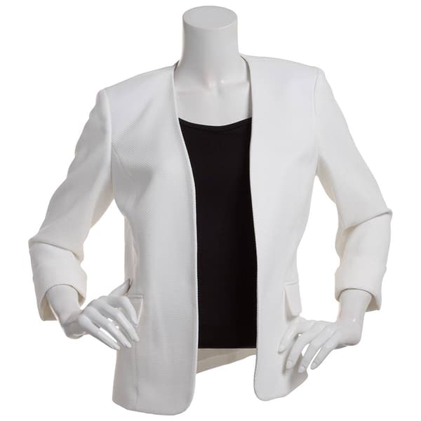 Womens Kasper Cuff Sleeve Open Pique Flap Pocket Jacket - image 